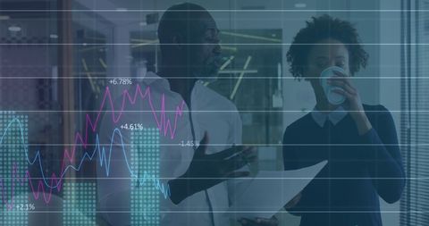 Financial data analysis with business professionals in modern office