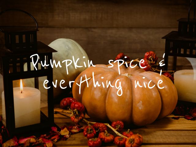 This autumn-themed image features pumpkins, decorative lanterns, and candles set against a rustic backdrop, evoking a cozy and warm atmosphere associated with the fall season. Ideal for use in marketing materials, seasonal promotions, blogs about autumn decor, craft ideas, and social media posts celebrating the beauty of fall.