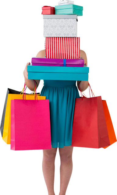 Woman Carrying Multiple Gift Boxes and Shopping Bags on Transparent Background - Download Free Stock Videos Pikwizard.com