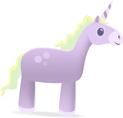 Cute Purple Unicorn Illustration on Transparent Background