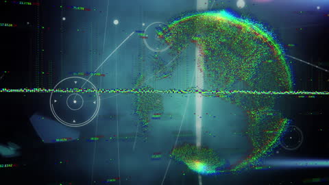 Futuristic Digital Data Visualization with World Map
