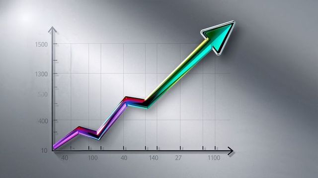 Multicolor 3d arrow graph depicting steady growth