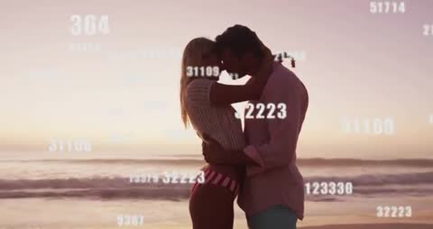 Romantic Beach Sunset With Digital Tech Elements