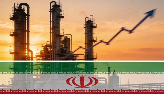 Iranian oil refinery growth concept showing rising energy exports and industry investment