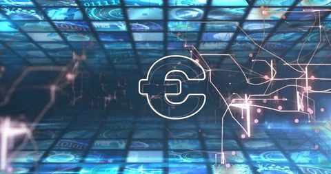 Euro Symbol Illuminated Against Futuristic Digital Background - Download Free Stock Images Pikwizard.com