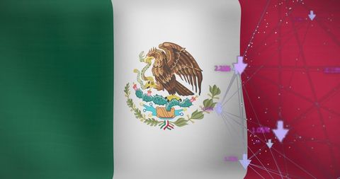 Mexican Flag with Digital Data Overlay Illustration