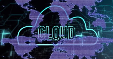 Digital cloud integration over worldwide map interface