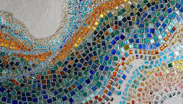 Colorful abstract glass tile mosaic decoration