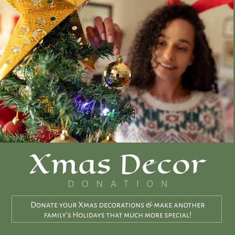 Woman Decorating Christmas Tree for Donation Campaign - Download Free Stock Templates Pikwizard.com