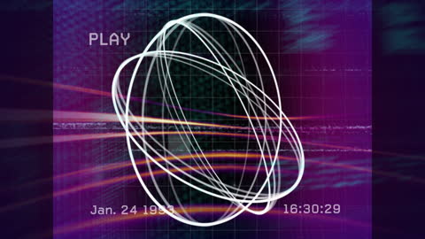 Retro VHS Overlay with Digital Geometric Patterns