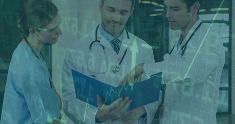 Medical Team Reviewing Patient Data with Analytics Overlay for Clinical Decision Support