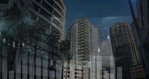 Global Data Overlaid on City Skyline - Download Free Stock Images Pikwizard.com