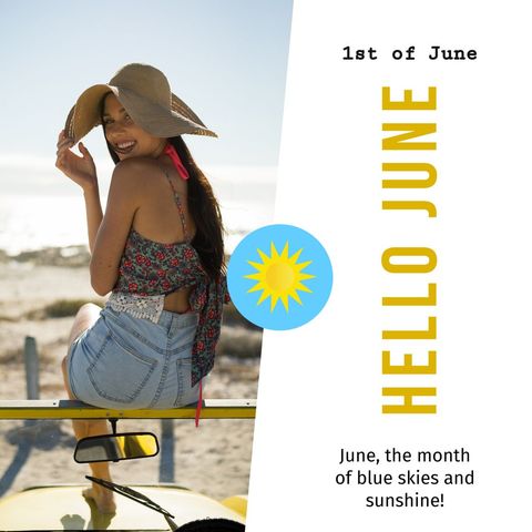 Joyful Woman Enjoying Beach Vacation in June