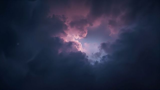 Mystical Cloud Formation Illuminated in Twilight Glow