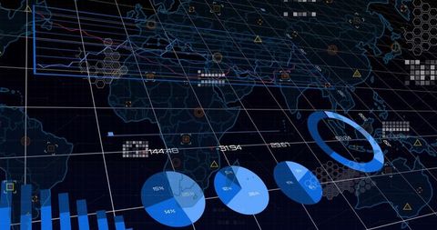 Digital data visualizations with global map overlay