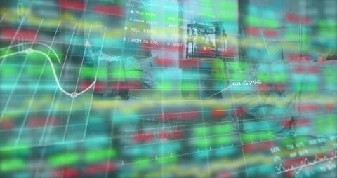 Data Processing Animation Over Worker in Warehouse