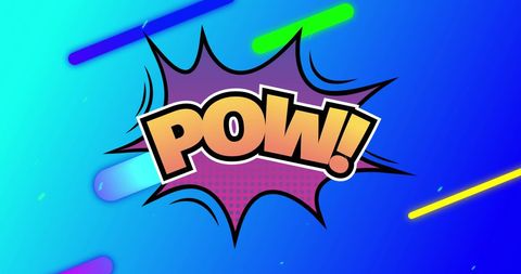 Comic Style Pow Text Over Colorful Blue Background