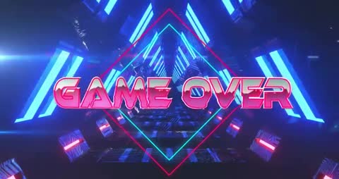 Futuristic Neon 'Game Over' Screen with Pulsing Diamond