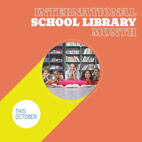 International school library month celebration with diverse educator and students