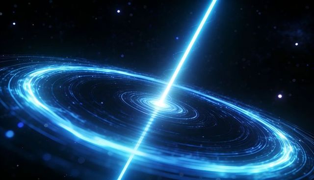 Rotating Blue Accretion Disk Emitting Vertical Jet from Luminous Pulsar Core