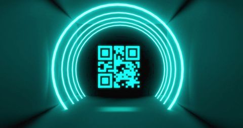 Neon Green QR Code in Futuristic Tunnel - Download Free Stock Images Pikwizard.com