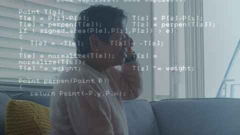 Businessman Mobile Call with Digital Data Overlay