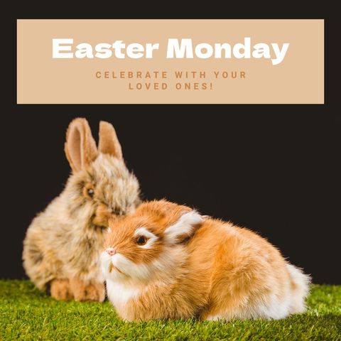 Easter Monday Celebration with Adorable Rabbits - Download Free Stock Templates Pikwizard.com