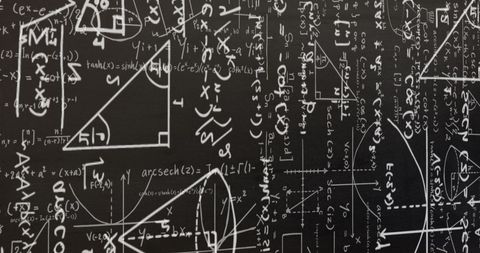 Mathematical Formulas and Geometric Drawings on Blackboard - Download Free Stock Images Pikwizard.com