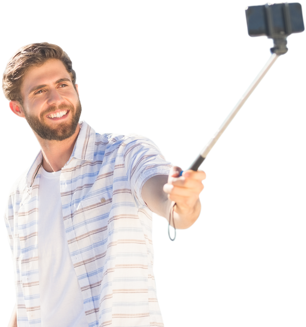 Happy Caucasian Man Taking Selfie on Transparent Background - Download Free Stock Videos Pikwizard.com