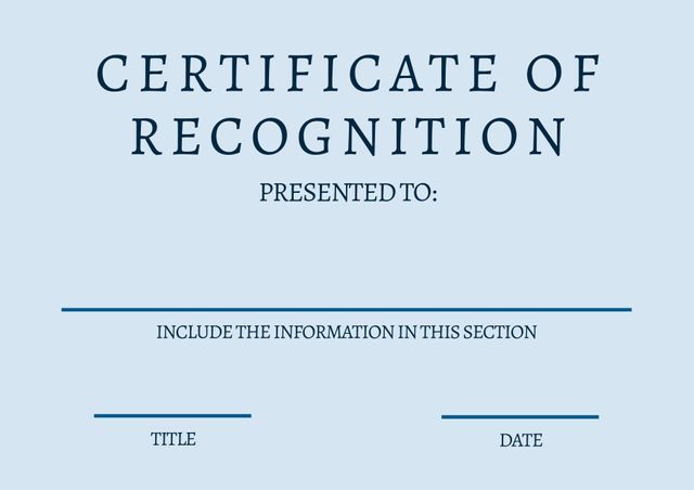 Editable Certificate of Recognition Template for Achievement Awards - Download Free Stock Templates Pikwizard.com