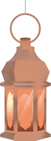 Transparent antique lantern with warm glowing light and ornate design