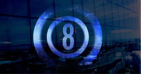 Futuristic Blue Countdown Over Cityscape Reflections - Download Free Stock Images Pikwizard.com