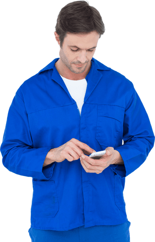 handsome mechanic using mobile phone transparent background - Download Free Stock Videos Pikwizard.com