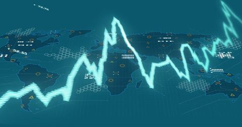 Global Data Visualization with Graph Overlay on World Map - Download Free Stock Images Pikwizard.com