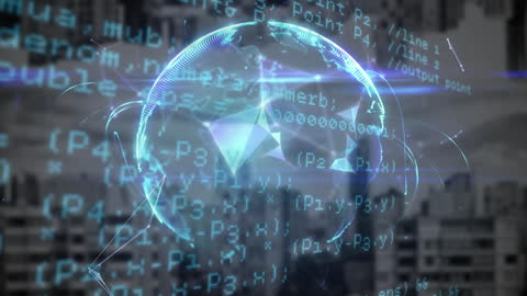 Holographic Globe with Code Overlay: Futuristic Technology Concepts