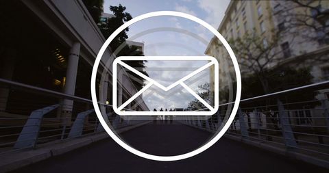 Envelope icon overlay walkway symbolic messaging concept