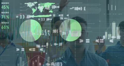 Financial Data Analysis Infographic with Business Professionals