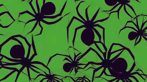 Creepy Crawling Black Spiders on Green Background Animation