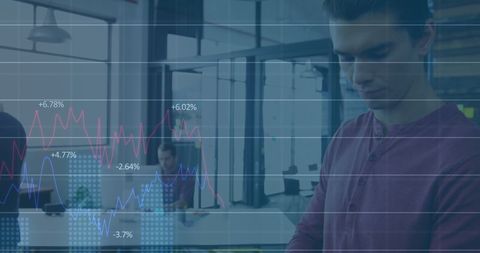 Financial Trends Analysis over Business Meeting in Modern Office
