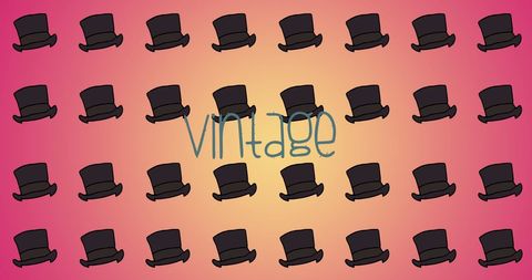 Retro Top Hat Pattern with Vintage Text on Orange Background - Download Free Stock Images Pikwizard.com