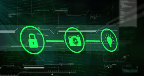Advanced Data Processing Interface with Technology Icons - Download Free Stock Images Pikwizard.com