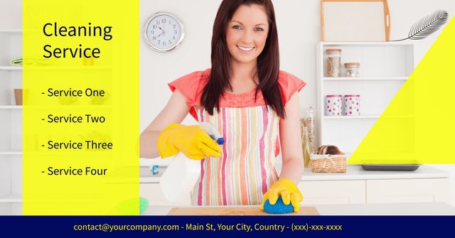 Smiling Woman Promoting Professional Cleaning Services - Download Free Stock Templates Pikwizard.com