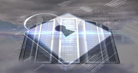 data security concept with server room and padlock overlay - Download Free Stock Images Pikwizard.com