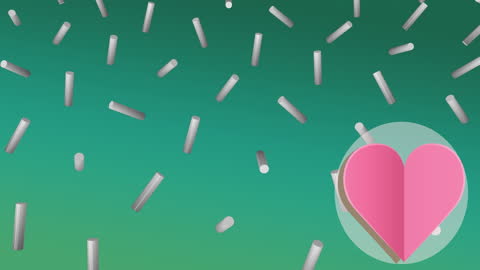 Digital Animation of Heart Over Abstract Shapes with Green Background