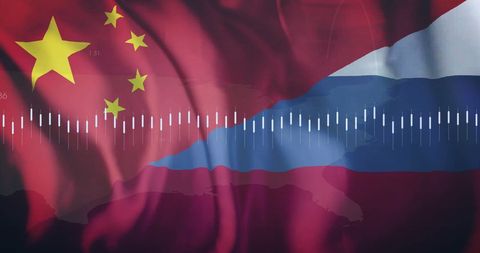 Chinese russian economical connection with financial data overlay
