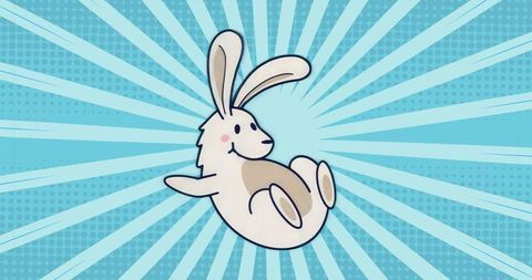 Cartoon rabbit with retro pop art background