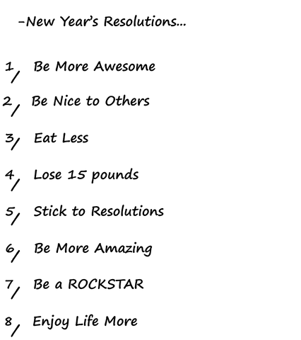 Digital illustration of new year's resolution on transparent background