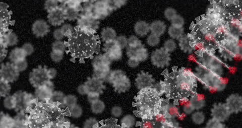 Animated DNA Strand with COVID-19 Particles in Motion