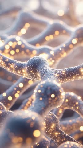 Vertical Microscopic Video Pushing Nanomesh While Glowing Particles Reveal Layered Nanostructure