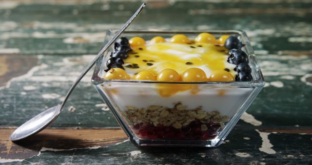 Fresh Fruit and Yogurt Parfait with Granola in Glass Dish - Download Free Stock Images Pikwizard.com
